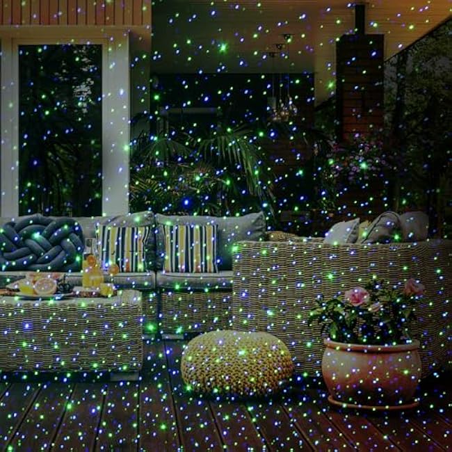 Poeland Garden Lights Moving Laser Christmas Lights Firefly Star Projector for Home and Garden Blue/Green