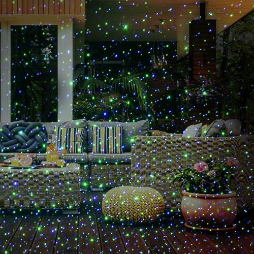 Image of Poeland Garden Lights Moving Laser Christmas Lights Firefly Star Projector for Home and Garden Blue /Green