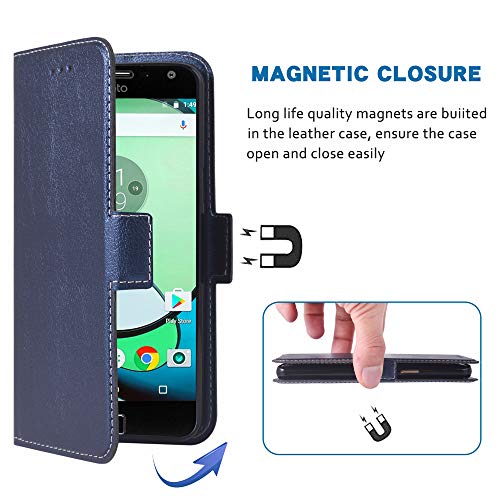 Phone Cover For Moto Z Play Folio Flip Wallet Case,Pu Leather Credit Card Holder Slots Full Body Protection Kickstand Hard Hybrid Protective Phone Cover For Motorola Motozplay Motoz Zplay Dark Blue #TOP5
