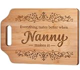 AceThrills Nanny Gifts for Nanny for Birthday from Grandkids - Engraved Bamboo Cutting Board 12.3'L × 8.7'W × 0.4'Th
