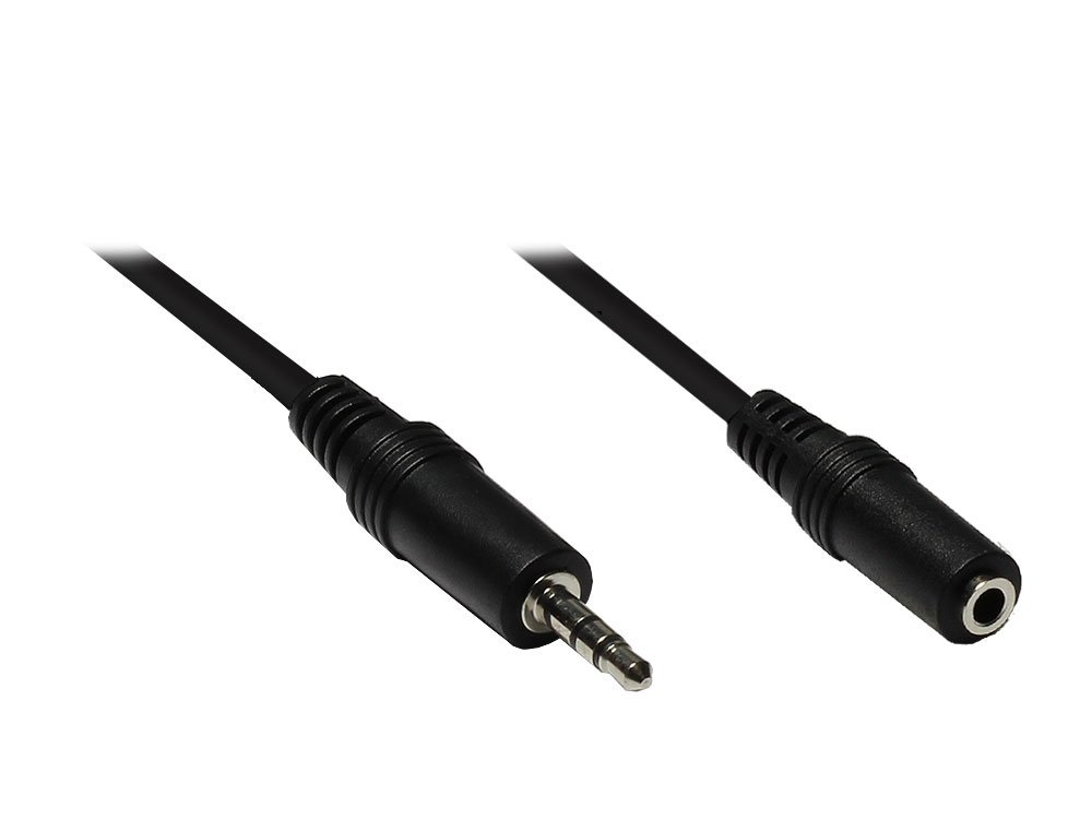 Good Connections Alargador de audio (3,5 mm, 3 pines, conector jack a conector hembra, 2,5 m), color negro