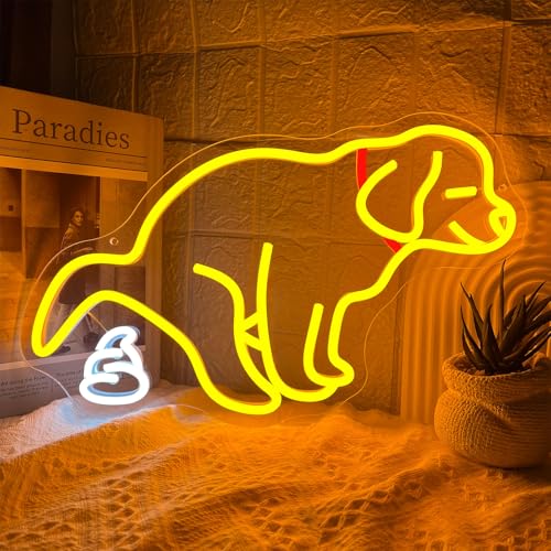 Pooping Dog Neon Sign LED Wall Light for Bedroom & Bar Decor
