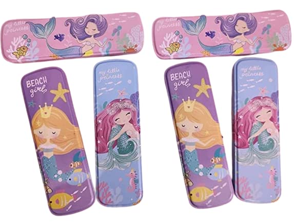 Tera13 Cartoon Mermaid Pencil Box for Girls Kids Pencil Case Pencil Box Pouch for Girls Kids Birthday Return Gifts (Pack of 2 Piece)