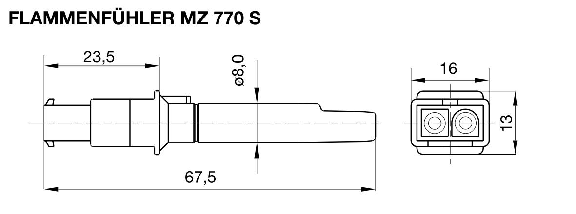 Satronic MZ770S - Sonda di fiamma, fotocellula fotografica, con adattatore (Art. n.: 51001)