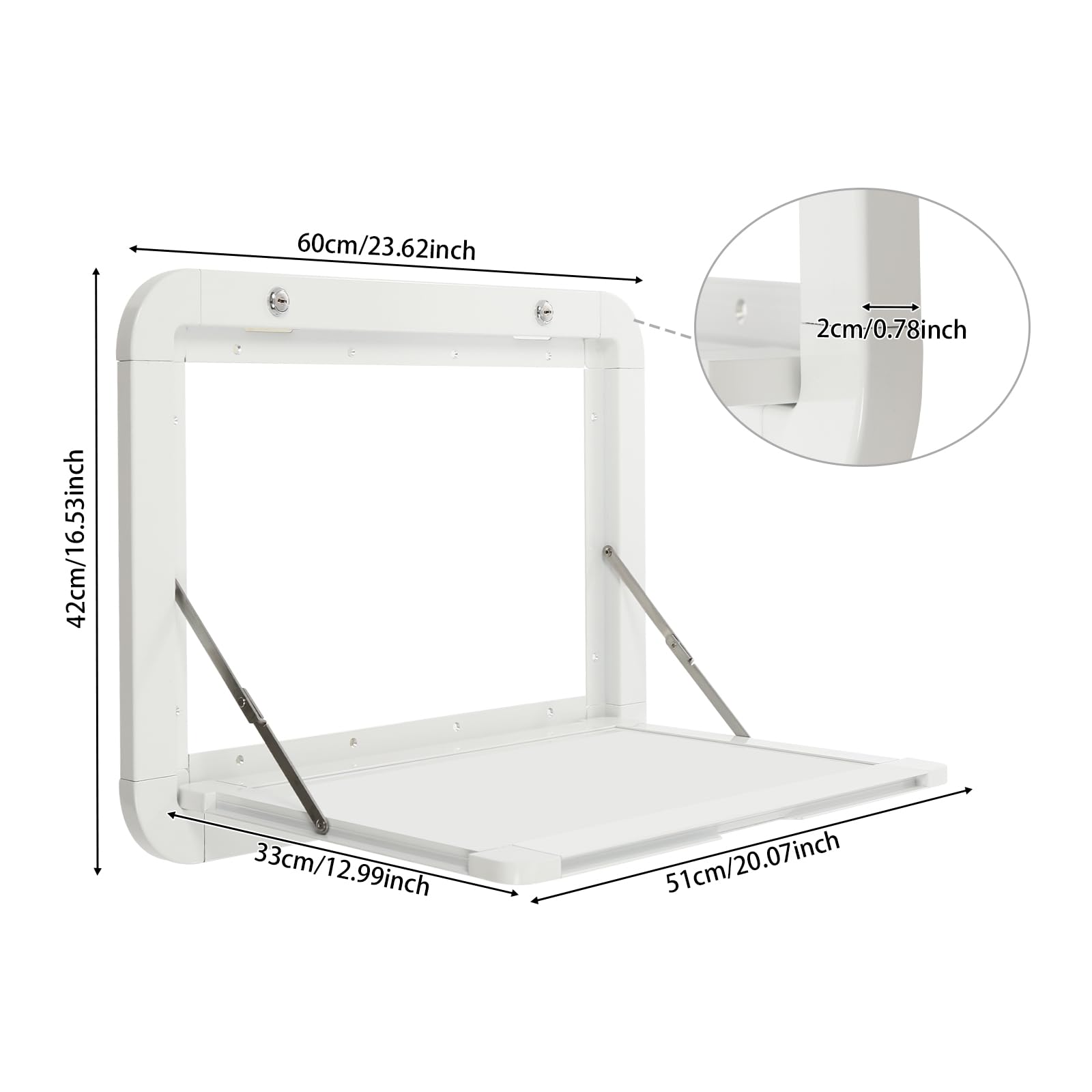 Table de Pique-Nique Pliable RV,Table de Pique-Nique pour Camping-Car Alliage D'aluminium Remorque Pliante pour Camping Table Murale 60 * 42cm,pour Camions,Caravanes (Blanc)