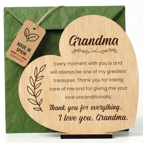 CONTRAXT Wooden Grandmother Card. Unique Grandmother's Day Gift Wooden Sentimental Gifts for Grandma Christmas Cards from Grandson Granddaughter (Grandmother)