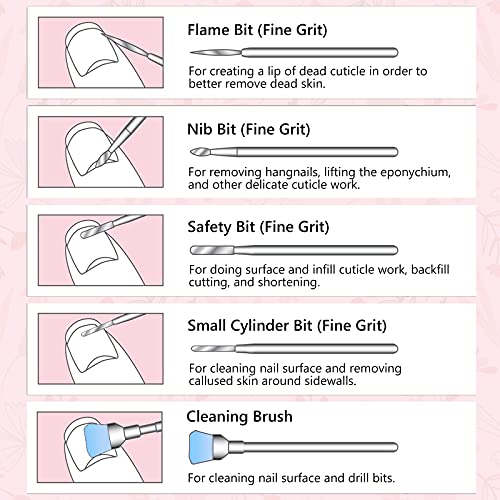 Melodysusie 10Pcs Nail Drill Bits Set, 3/32 Inch Diamond Cuticle Nail Bits Kit For Nail Drill E-File, Manicure Pedicure Remover Tools For Acrylic Gel Nails, Salon Home Nail Care Supplies, Rainbow #TOP3