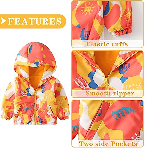 Happy Cherry Toddler Boy Girl Fleece Lined Jackets Waterproof Hooded Windbreaker Coat for Winter Fall 20233