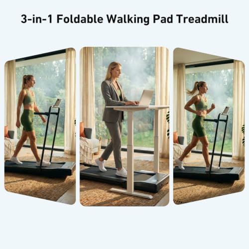Image of DeerRun Walking Pad with 6% Incline, 3 in 1 Under Desk Treadmill for Home Office & Small Spaces, 2.5HP Quiet Walking Pad Treadmill with 300lb Capacity, 0.6-3.8MPH, App & Remote Control