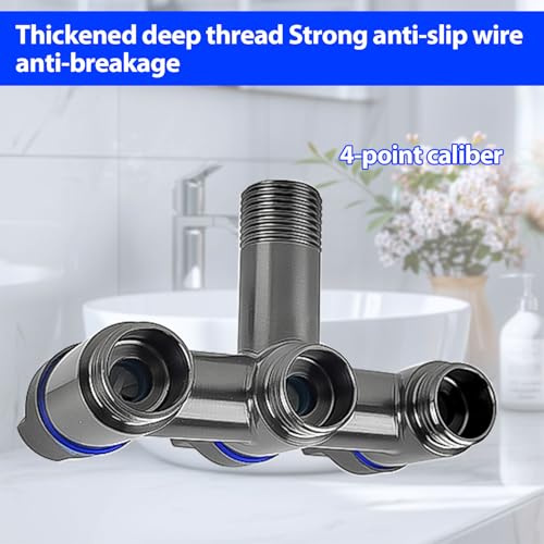 3 Wege Wasserwechsler Steuerventil, 4 Punkt Gewindeschnittstelle(1/2) Dreiwege Wassereinspritz Eckventil, Ein Einlass Und Drei Auslass Eckventil, für Waschmaschinen und Toiletten (Dunkelgrau)