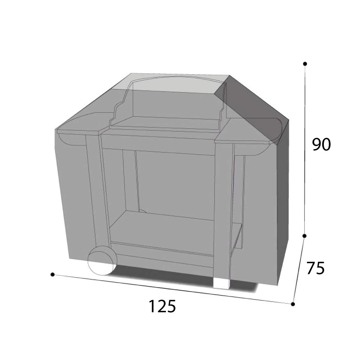Funda de protección para barbacoa, 125 x 75 x 95 cm, beige, poliéster 100% Condura, 220 g, alta calidad, impermeable, antirayos UV, antipolvo, fabricada en Europa