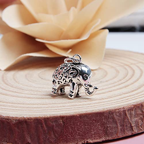 Acxico 1Pcs Silver Elephant Charm Animal Zoo Pendant for Bracelet Necklace4