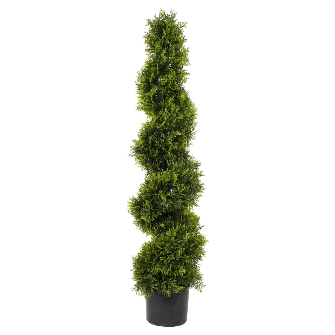 Best Artificial 120cm 4ft Cedar Conifer Spiral Topiary Tree **UV Fade Protected**