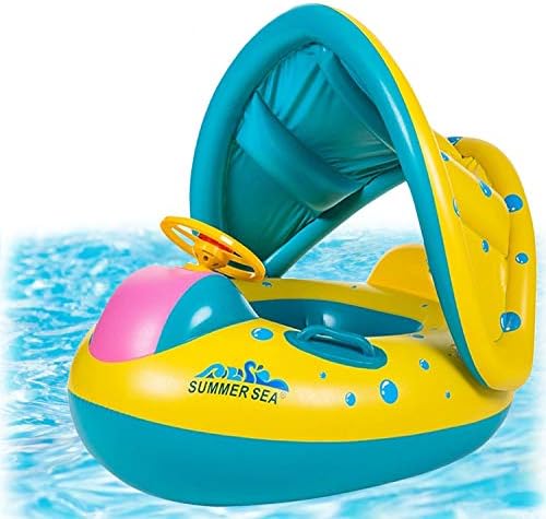 Baby Pool Float - Inflatable Baby Swimming Float with Canopy for Infant Toddler