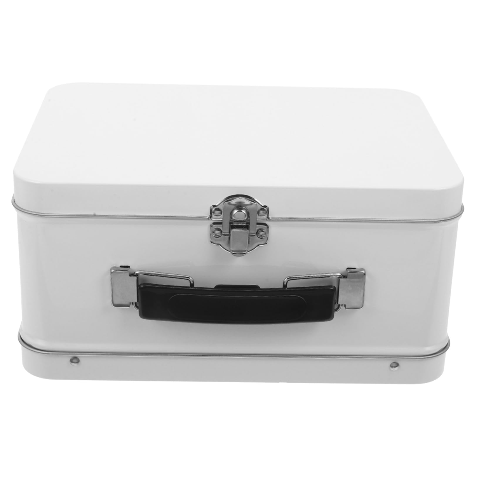 Kleine weiße Aufbewahrungsbox aus Zinn für Puppenkleidung, Schreibwaren, Fotos, Mini-Reisekoffer, Vitrine