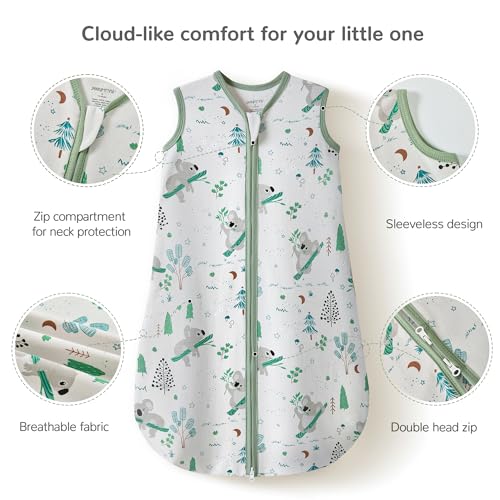 Image of JELLYMONI Baby Sleep Sack 18-24 Months 100% Cotton Wearable Blanket, 0.5 TOG Soft Lightweight Toddler Sleeping Sack 3 Pack 2-Way Zipper Newborn Sleep Sacks