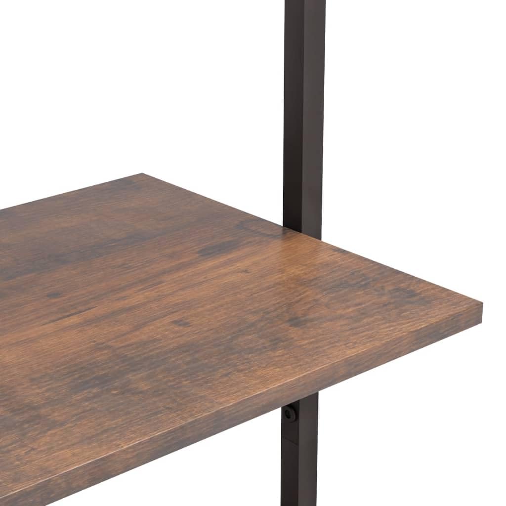 Fengshui Regał z 5 półkami, regał stalowy 64 x 35 x 185 cm, ciemnobrązowy i czarny, regał drabinkowy z 5 półkami na książki, rośliny i dekoracje, wytrzymała konstrukcja stalowa, oszczędność miejsca