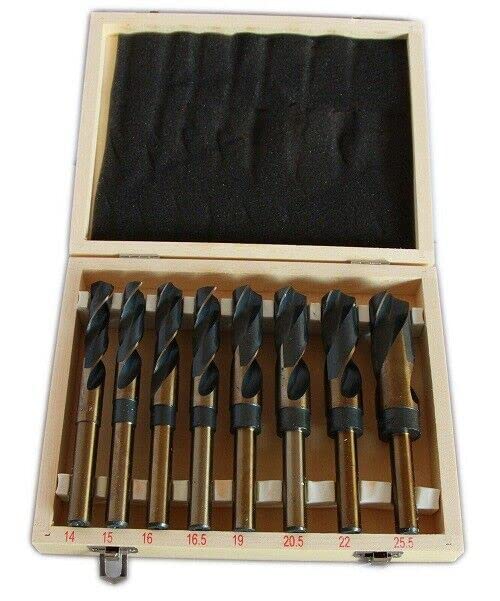 Set di 8 Punte da Trapano per Ferro HSS Gambo 13 mm Punta 14 15 16 16.5 19 20.5 22 25.5 per Metallo