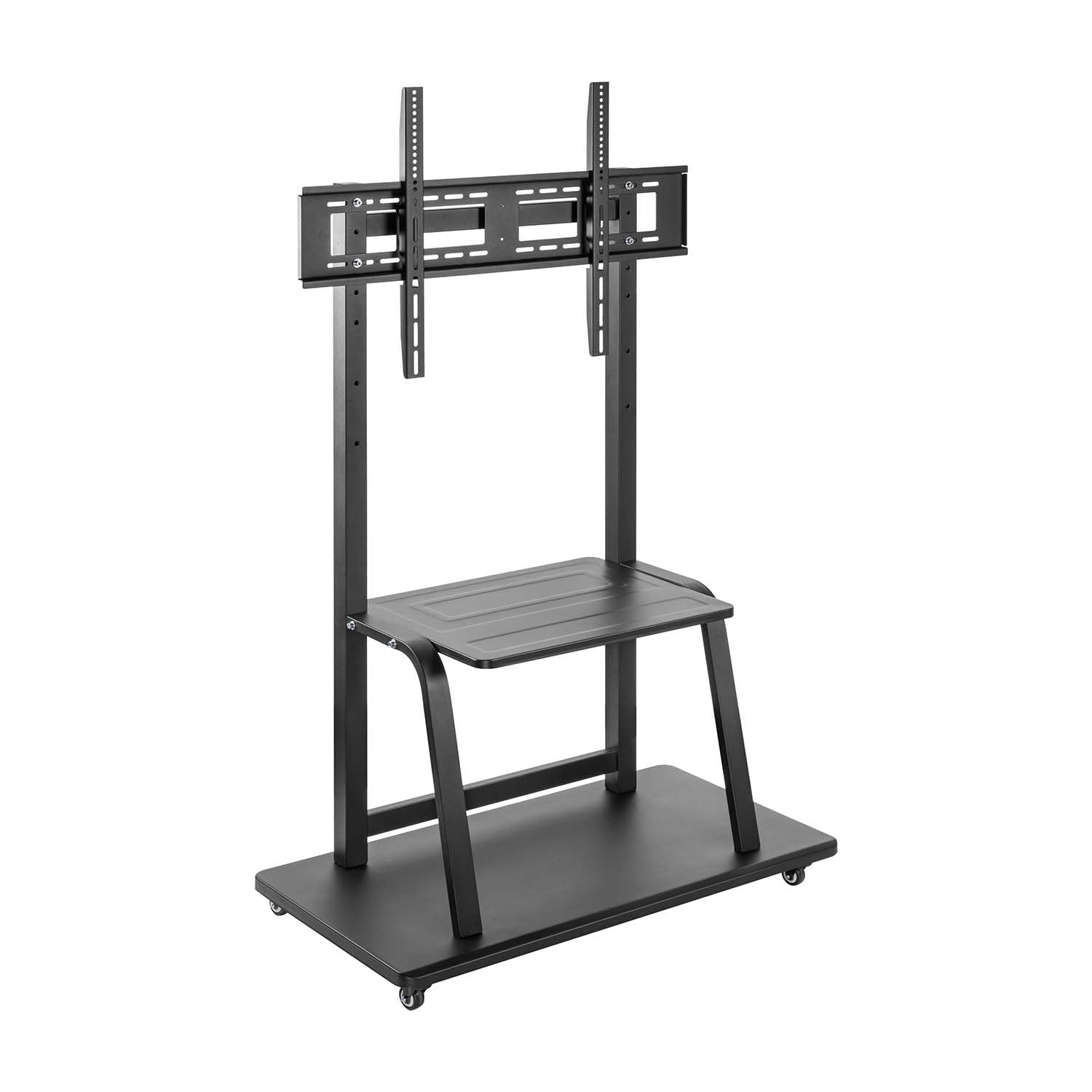 AISENS - FT100E-231 - Soporte de Suelo Eco con Rueda, Bandeja para DVD para Monitor/TV 150Kg de 37-100, Negro