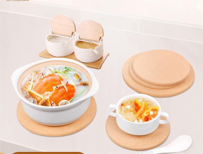Eenvoudige onderzetters van kurk rond absorberend 12 stuks onderzetters voor thuis, restaurant, kantoor en bar 10 cm (geen patroon