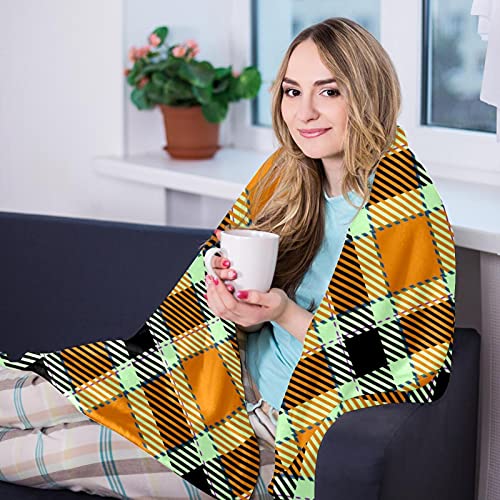 Plaid doux et chaud jaune imprimé graphique pour lit et canapé - 8