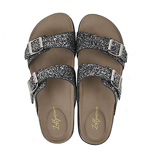 Luffymomo Womens Slide Sole Sandals Cork Footbed Adjustable Stap Buckle Sandals3