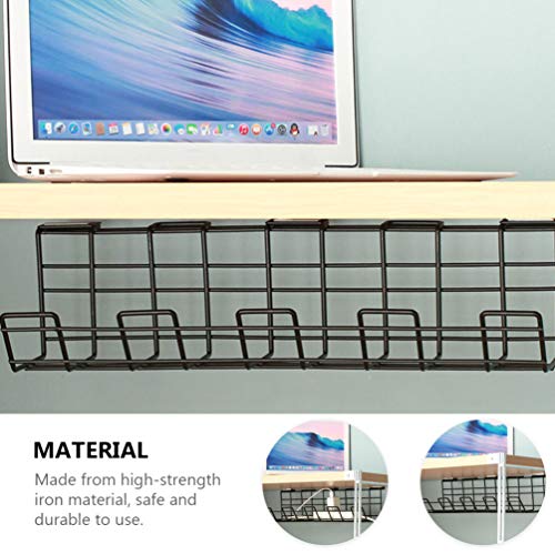 HEMOTON Organizador de fios Under The Desk para cabos, suporte para armazenamento de arame (preto)