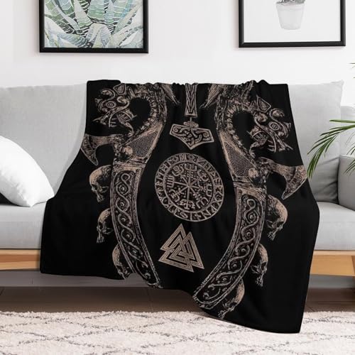 Couverture motif viking impression numérique 3D en flannel - 3