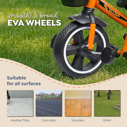 Image of Luusa Hyper PRO Canopy Plug N Play Tricycle /Baby Tricycle with Parental Control for Age Group 2+ Years Boys /Girls /Carrying Capacity Upto 30-KGS Proudly Made in India (Orange)