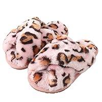 Womens & Girls Slippers Ladies Fluffy Plush House Slippers Cozy Open Toe Faux Fur Sliders for Girls Warm Sandals Indoor Winter