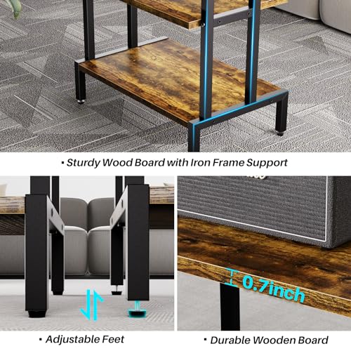 Aquzee Game Console Stands, 4-Tier Stereo Stand Cabinet for Small Space, Gaming Entertainment Center Rack with Storage Shelves for Video Game, Rustic Brown