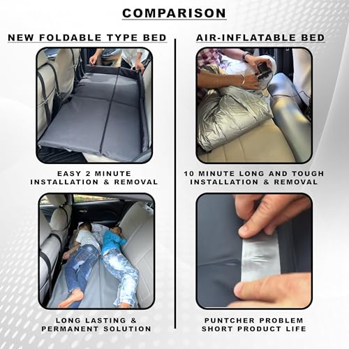 Image of Polyester Foldable Car Bed with Wooden Base Eco (Non-Inflatable Type) (Grey), Full