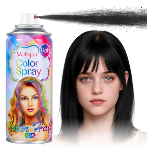 Acomler Black Hair Spray Temporary Hair Color Spray for Kids Women Men, Washable Temporary Hair Dye, One-Day Hair Color Wax for Cosplay, Party, DIY, Christmas, Halloween, Crazy Hair Day(Black, 4.06Oz)