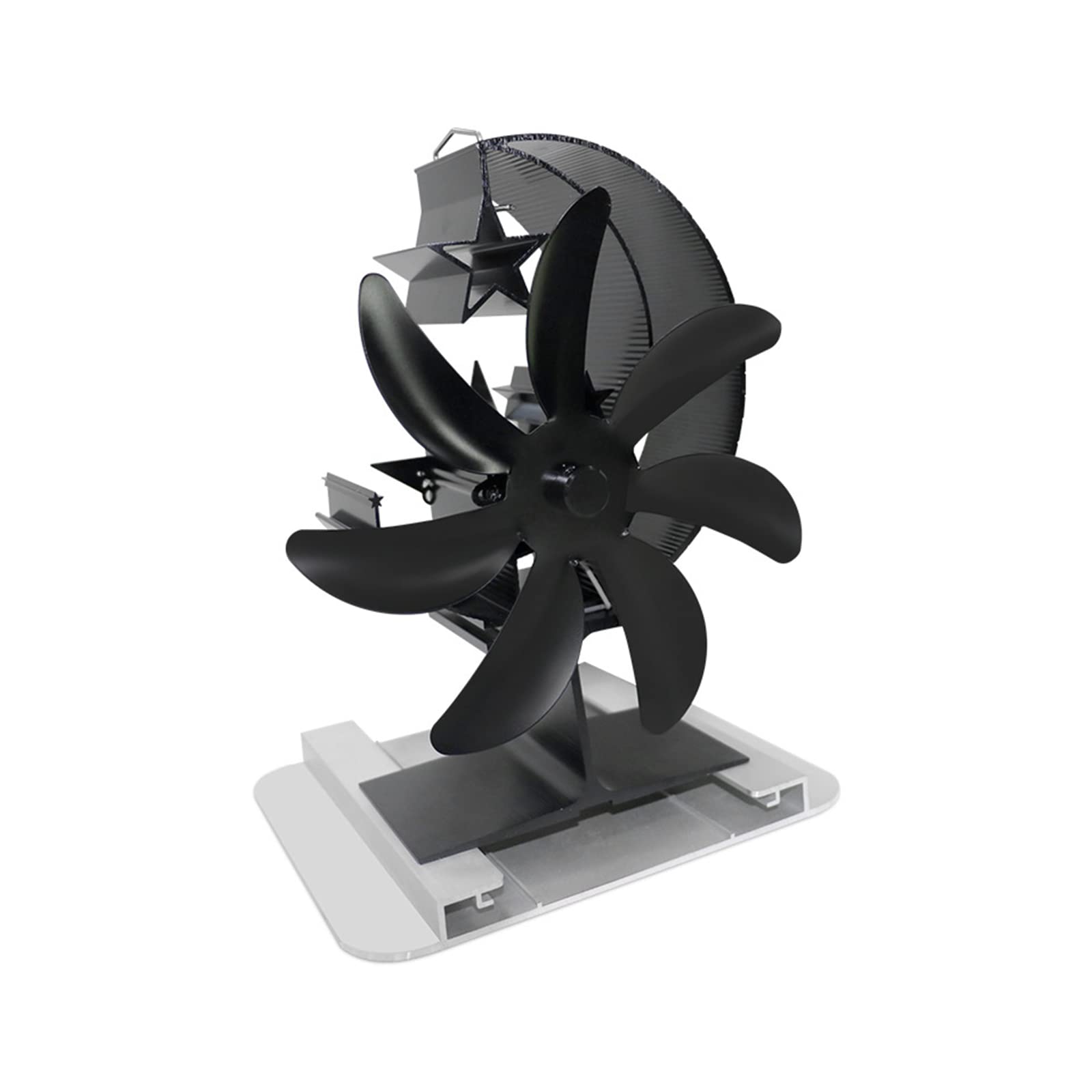 Ventilador de estufa de leña, no eléctrico, 7 asas, termoeléctrico, funcionamiento silencioso para estufa de leña, soplador de leña, no eléctrico