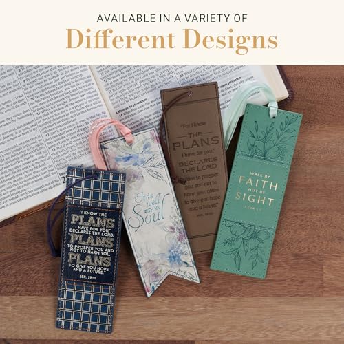 Image of Christian Art Gifts Premium Faux Leather Scripture Bookmark: Walk by Faith