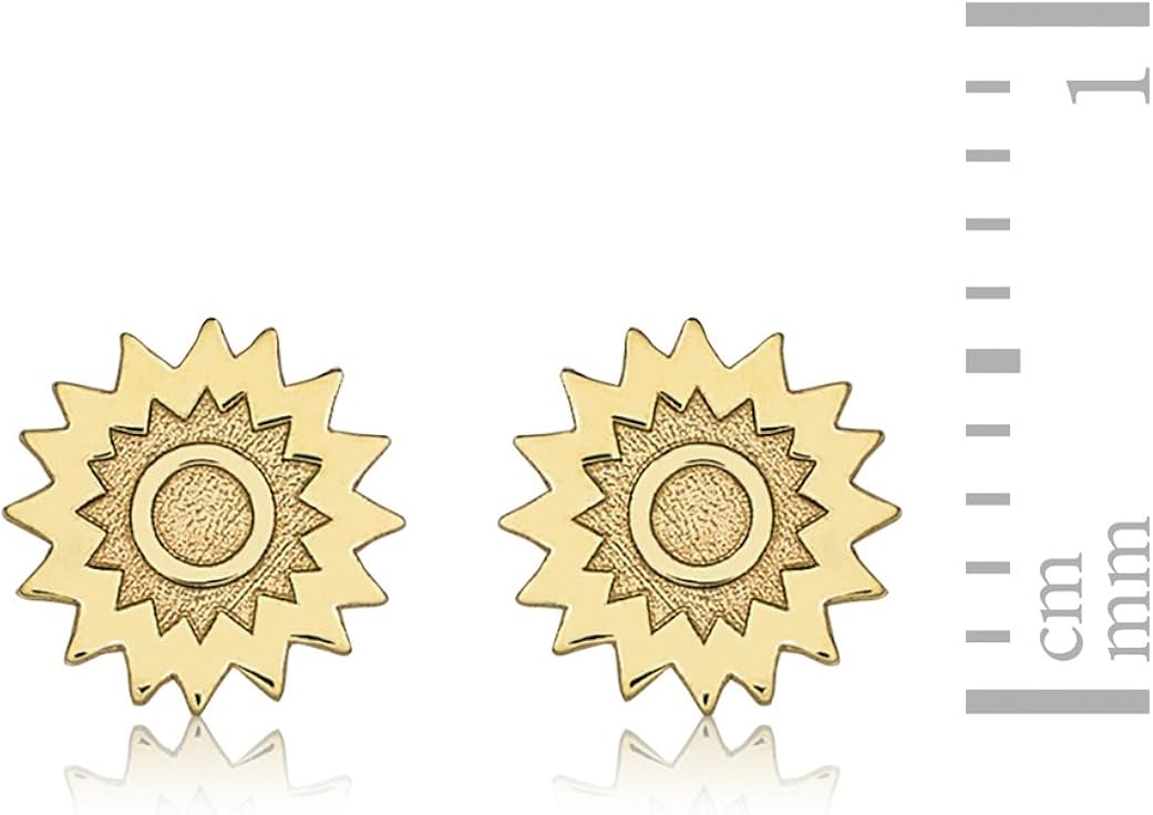 CARISSIMA Women 9 ct (375) Yellow Gold 5.3 mm Sun Stud Earrings, 5.3 millimeters - Image 5