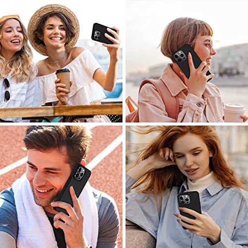 Image of Elzzi Microfiber Candy Case Compatible for iPhone 14 PRO MAX, Shockproof Slim Back Cover Liquid Silicone Case - Black
