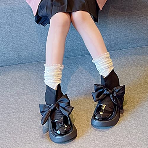 Unisex-Child Elastic Ankle Boots Kids Round Toe Chunky Low Heel Slip On Cute Fashion Leather Booties Winter Shoes (Black, 4-4.5 Years Little Child)4