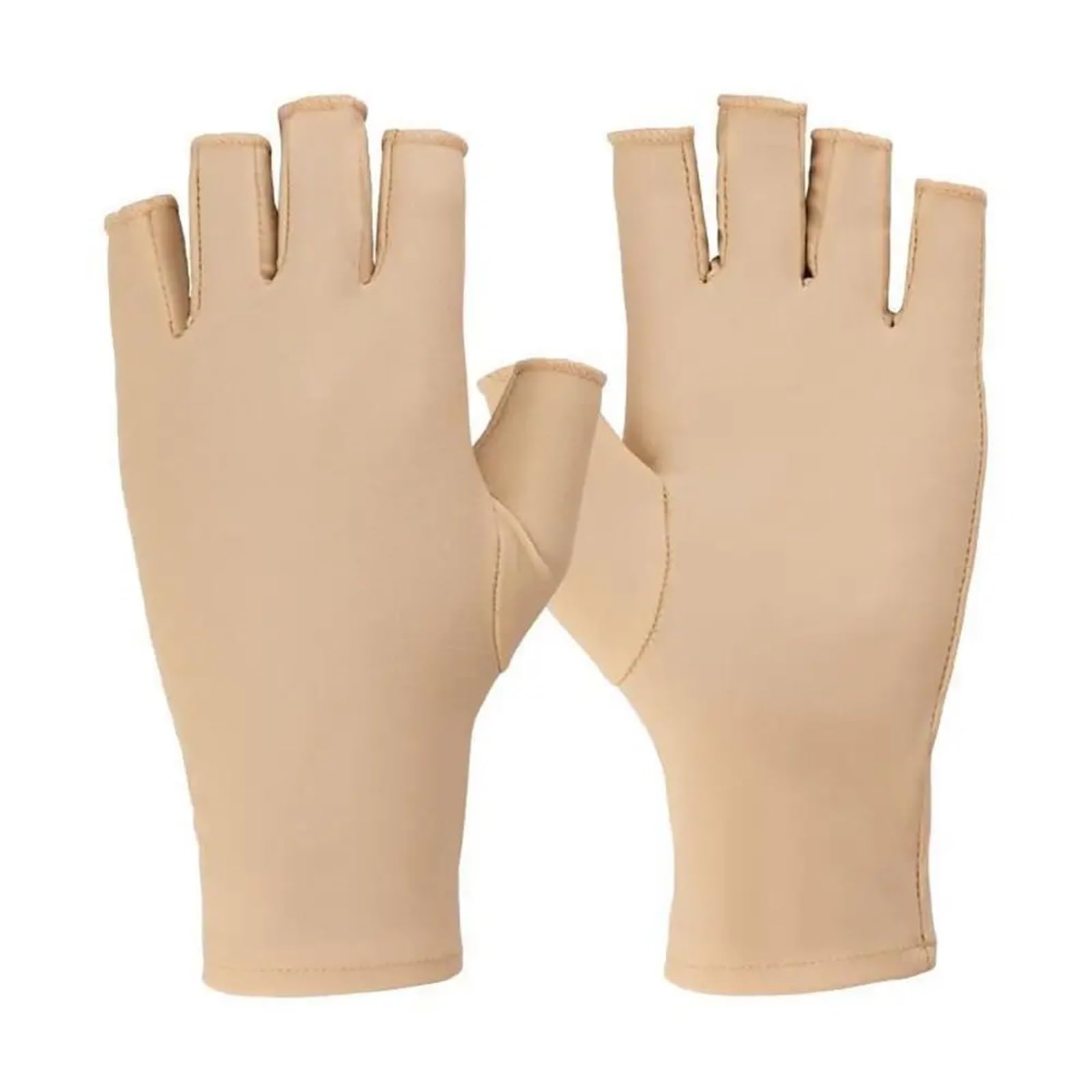 JMORCO Sun Gloves Short Breathable Two Finger Fashion Sunscreen Outdoor Fingerless Women Gloves Ice Silk Man Mittens(Nude-fingerless)
