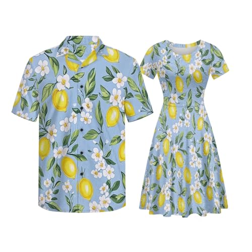 Image of AFPANQZ Couple Matching Outfit Casual Men's Button Down Shirt or Short Sleeve Summer Sundresses Dresses for Women 2026