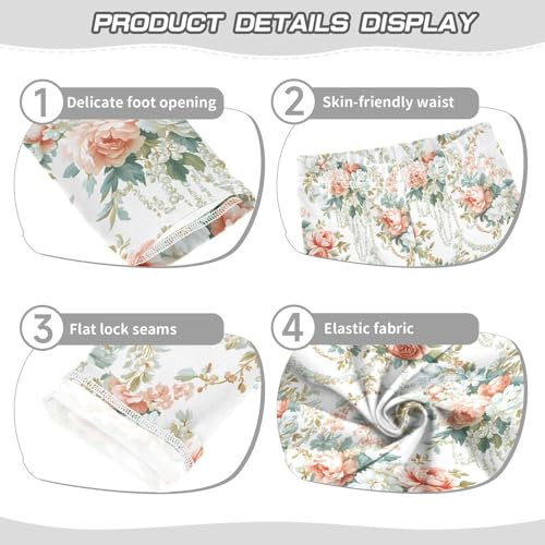 ALAZA Girls' Leggings Children's Yoga Pants Skinny Printed Dance European Flowers Comfortable 4T2