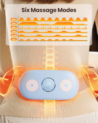 Image of Gaiatop Portable Heating Pad, 5000mAh Cordless Menstrual Heating Pad with 3 Heat Levels and 6 Massage Modes, 5S Fast Heat Pad for Women, Girl, Light Blue