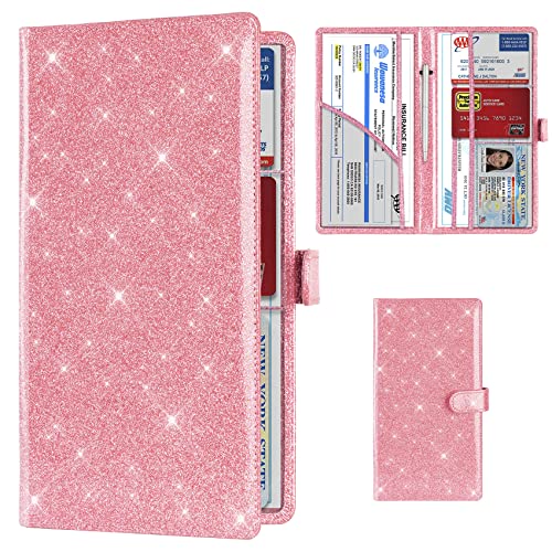Image of TOURSUIT Car Registration and Insurance Card Holder, Glitter Pink