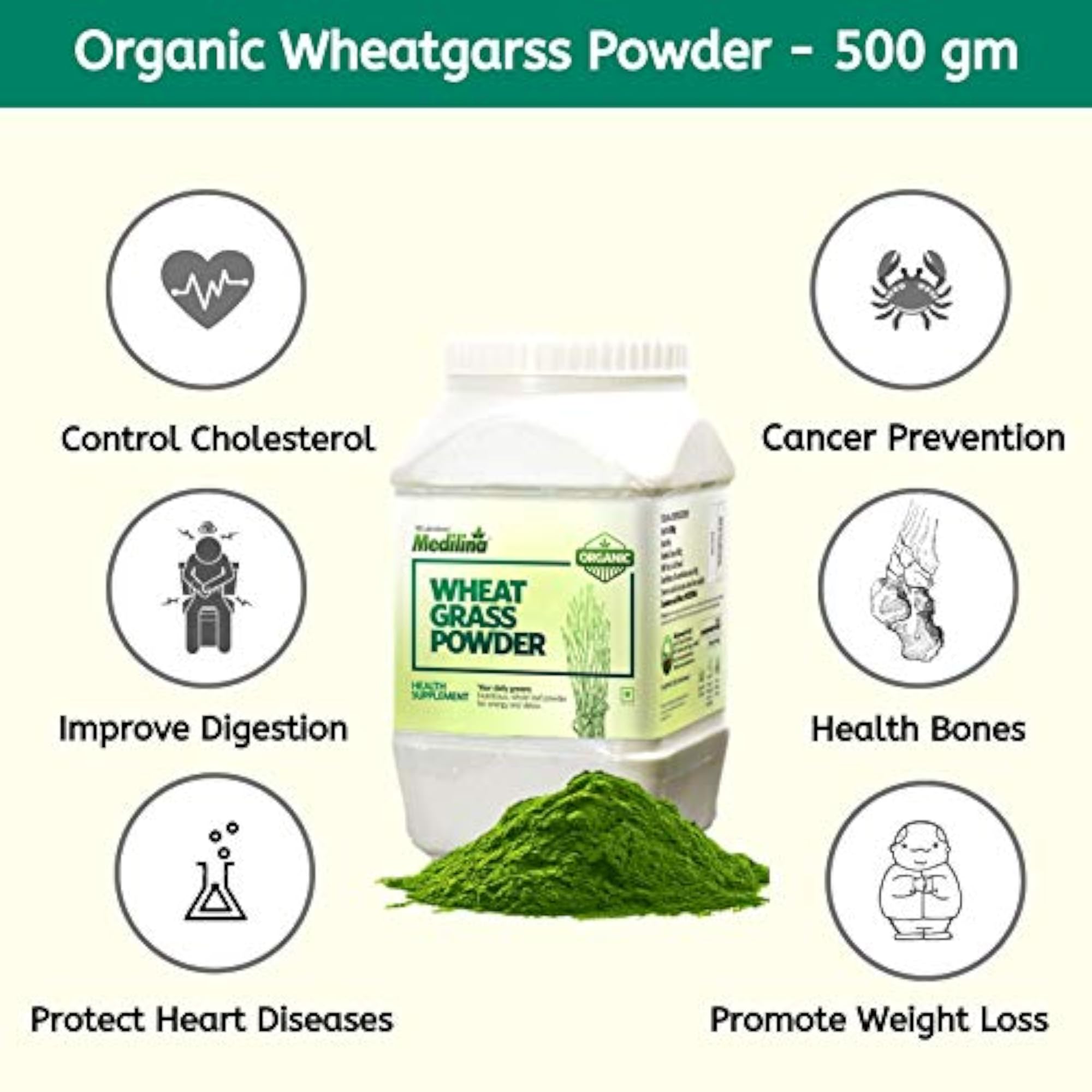 Medilina Organic Wheatgrass Powder 500gm