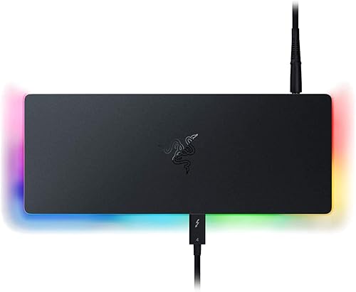 Razer Thunderbolt 4 Dock (negro) 10 puertos Salida de pantalla dual 4K o única 8K con iluminación Chroma RGB (renovado)
