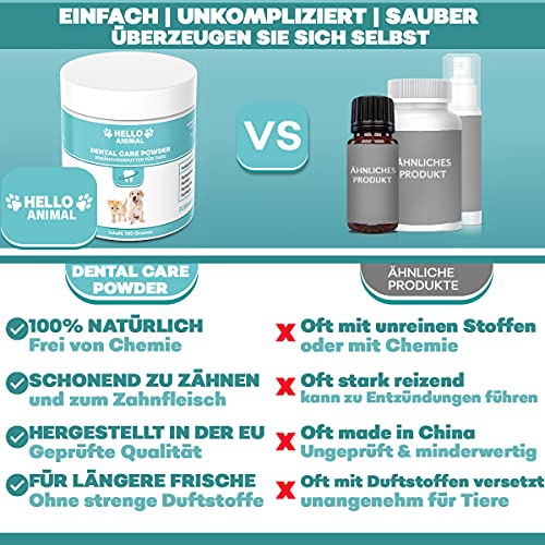 HelloAnimal® DENTAL Pulver für Hunde und Katzen – Zahnreinigung und Zahnpflege Zahnsteinentferner auch für Zwischenräume – Zahnpulver gegen Mundgeruch