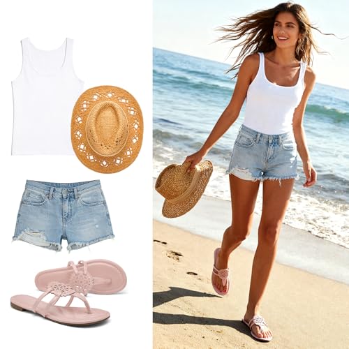 Image of katliu Women's Flat Sandals Flip Flop Sandals Comfortable Dressy Thong Sandals