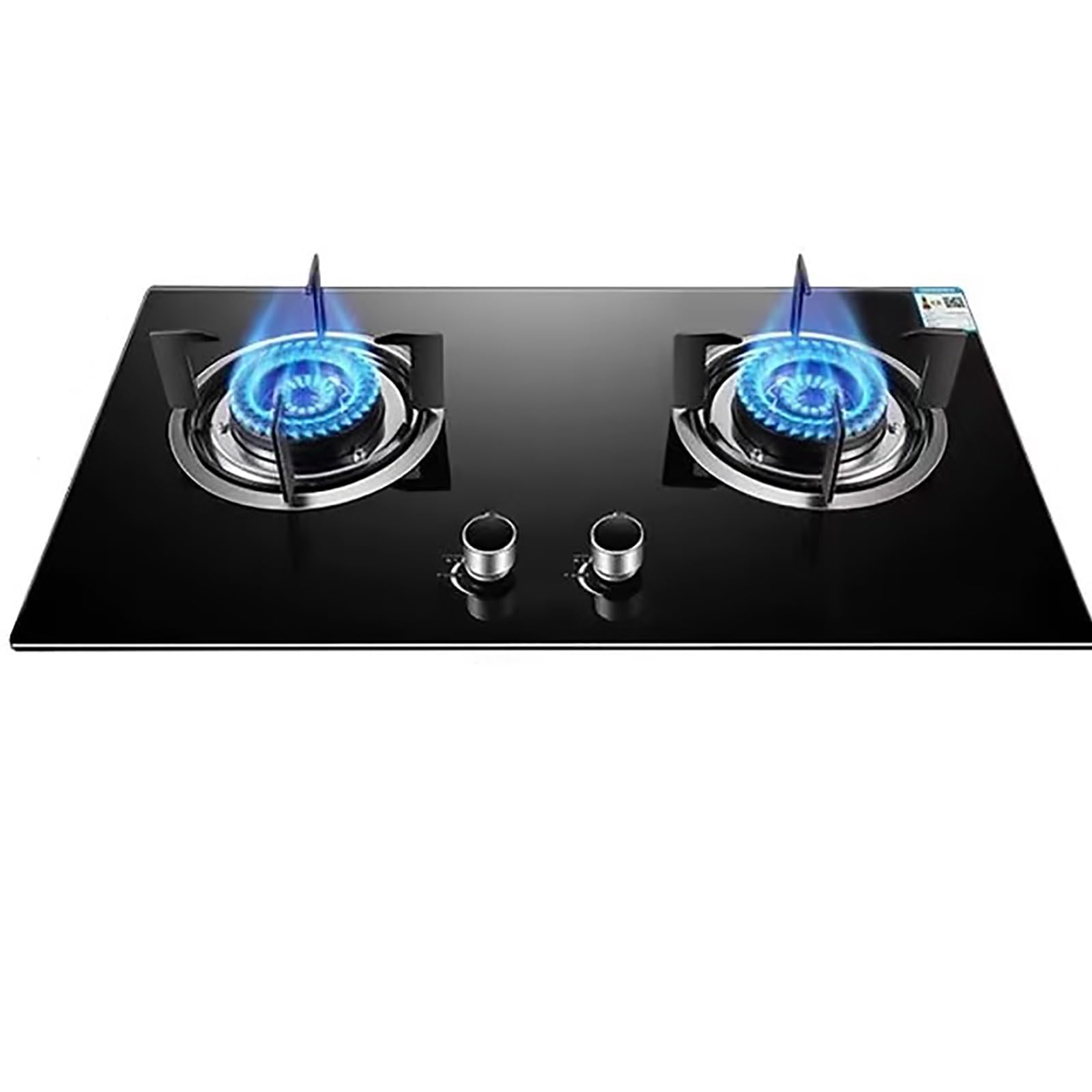 THEGA Cocina Doble Gas 5.2KW - Sobremesa Y Empotradas Estufa, Cocinas Gas con Tamaño Llama Ajustable, Cinco Capas Protección Vidrio Templado con Dos Tipos Protección Seguridad, Fácil Limpiar(LPG)