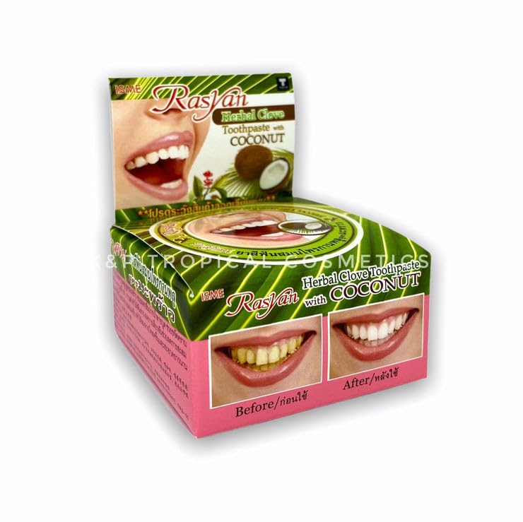 3 Pack X Rasyan Isme Herbal Clove Toothpaste Tooth Paste Anti Bacteria Bad Breath Decay 25g.