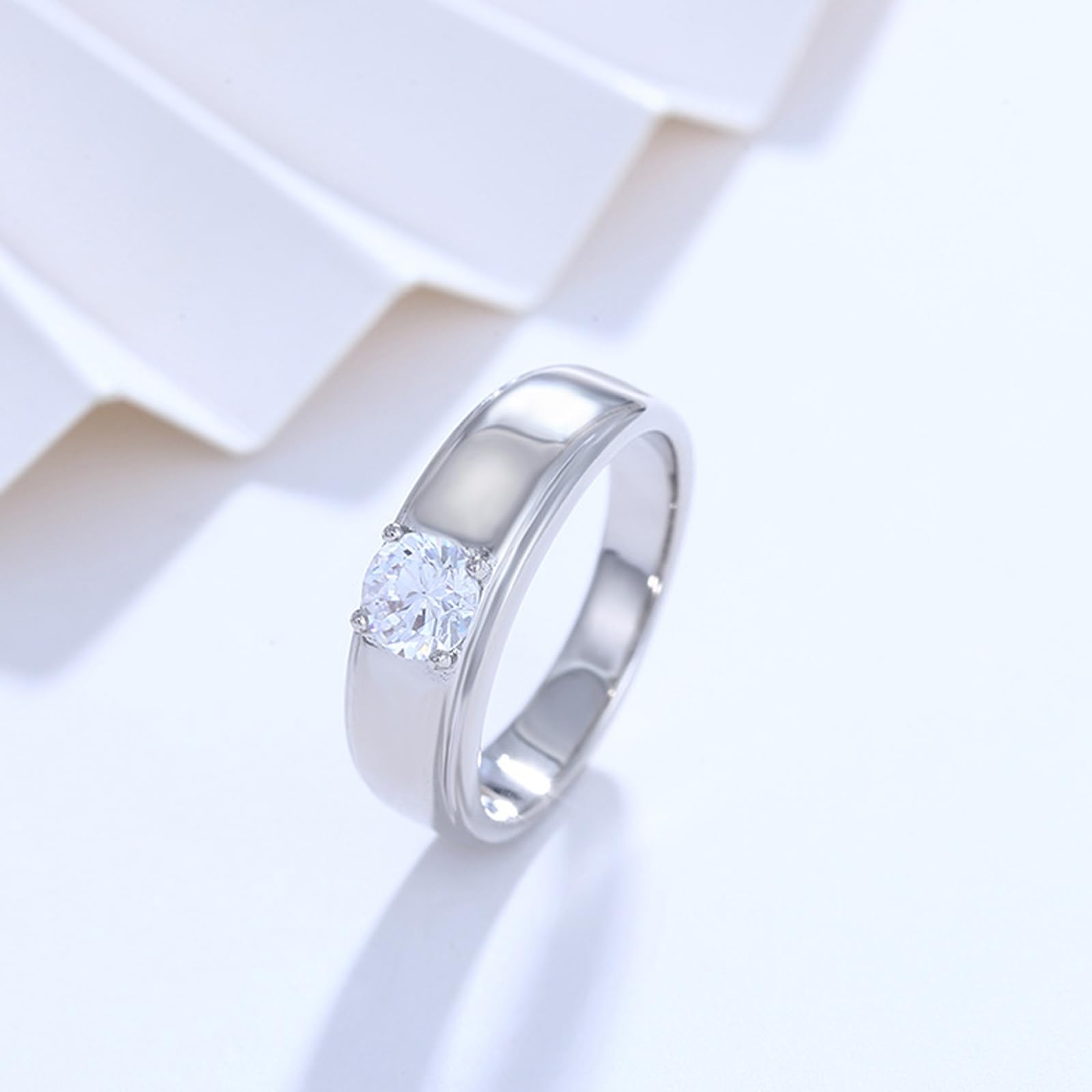Anelli Matrimonio, Anello di Fidanzamento da 6MM Solitaire per Donne con Moissanite in 9K 14K 18K Oro Bianco da Donna